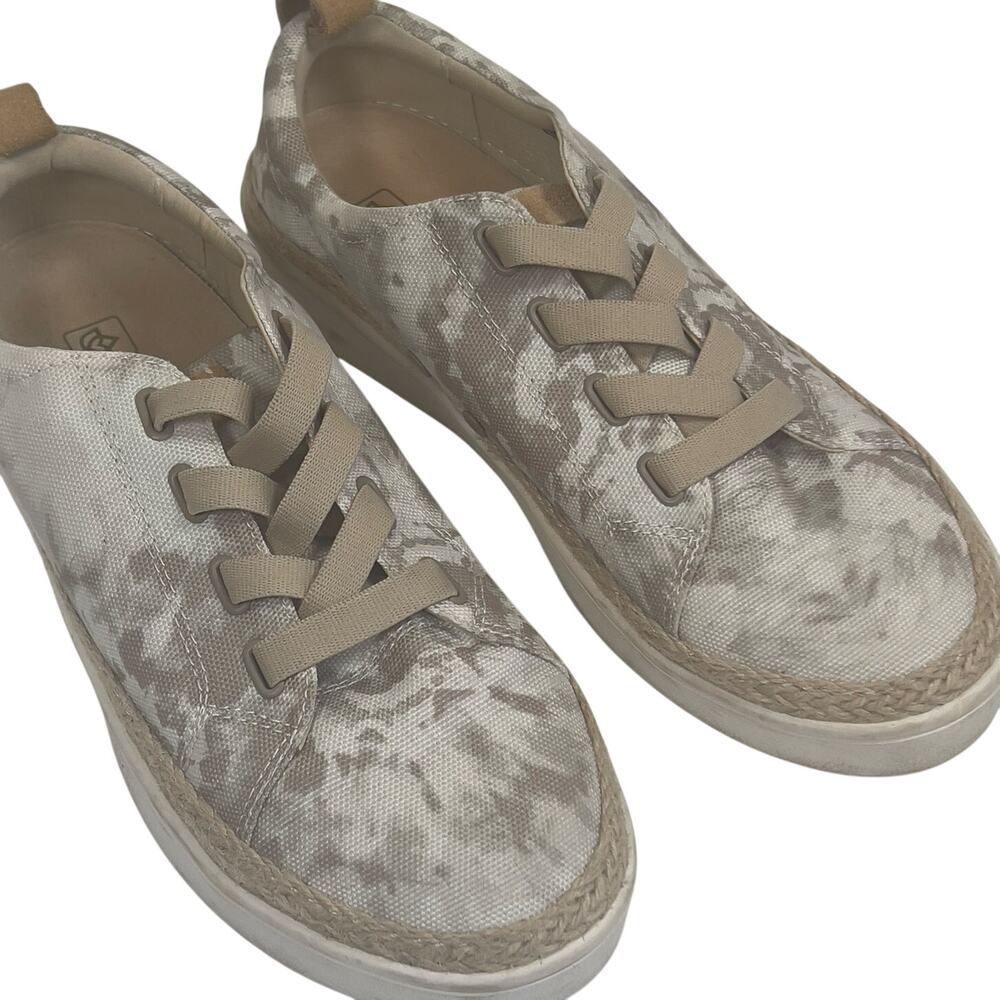 Spenco Tye Dye Tan/White Canvas Sneaker Shoe with Rope Trim Women's Size 8.5D
